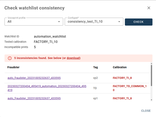 Watchlist Consistency Check